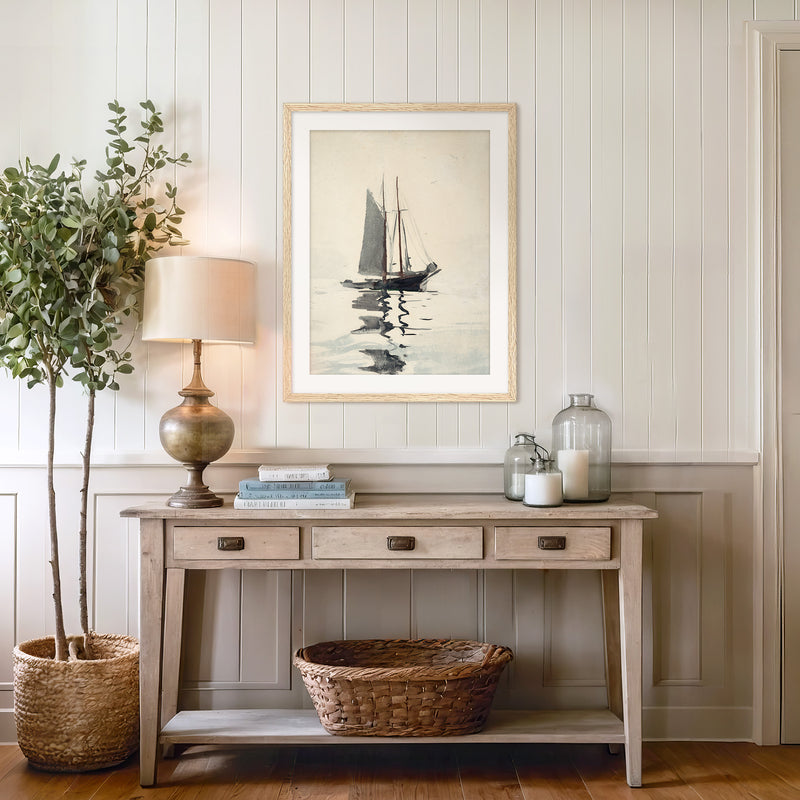 Neutral Sailboat Watercolor Print - Sage and Rose Prints