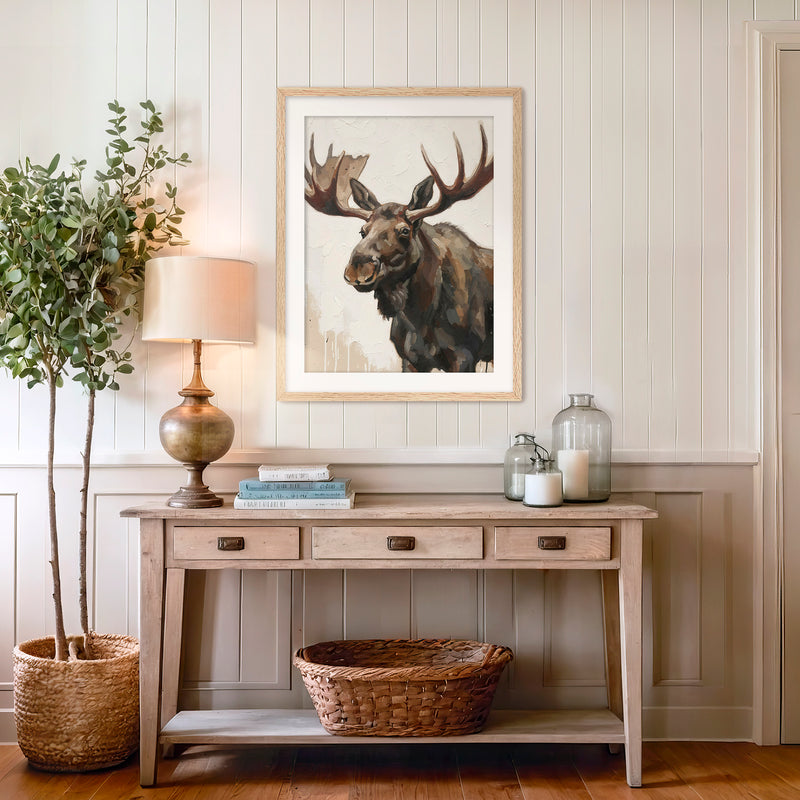 Moose Impressionist Painting Print - Sage and Rose Prints