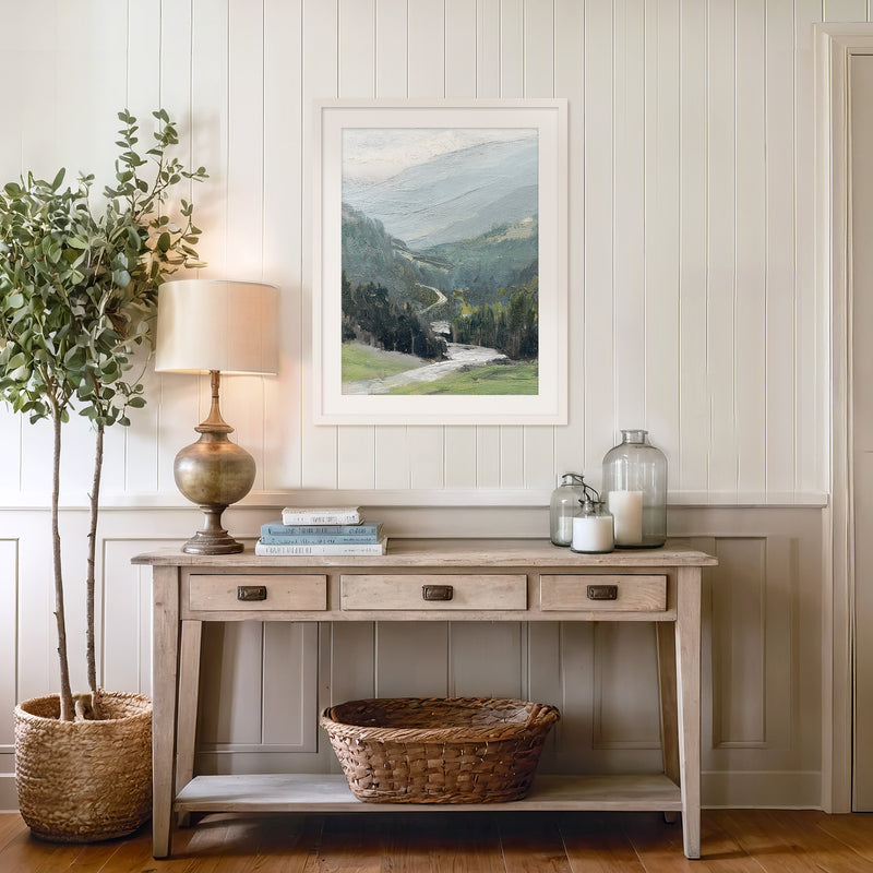 Blue Mountain Oil Painting No1 - Sage and Rose Prints