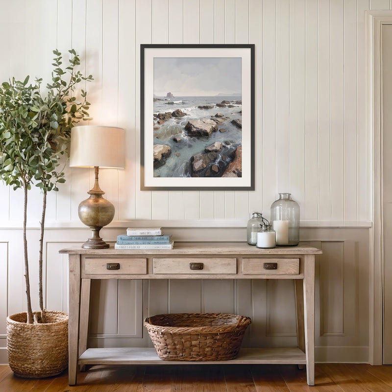 Rocky Shoreline at Low Tide No1 - Sage and Rose Prints