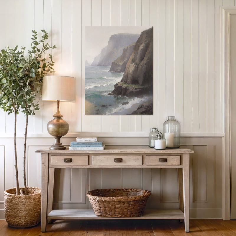 Misty Cliffs Painting No1 - Sage and Rose Prints