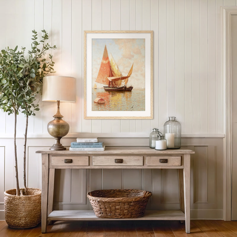 Vintage Amber Sailboat Print - Sage and Rose Prints