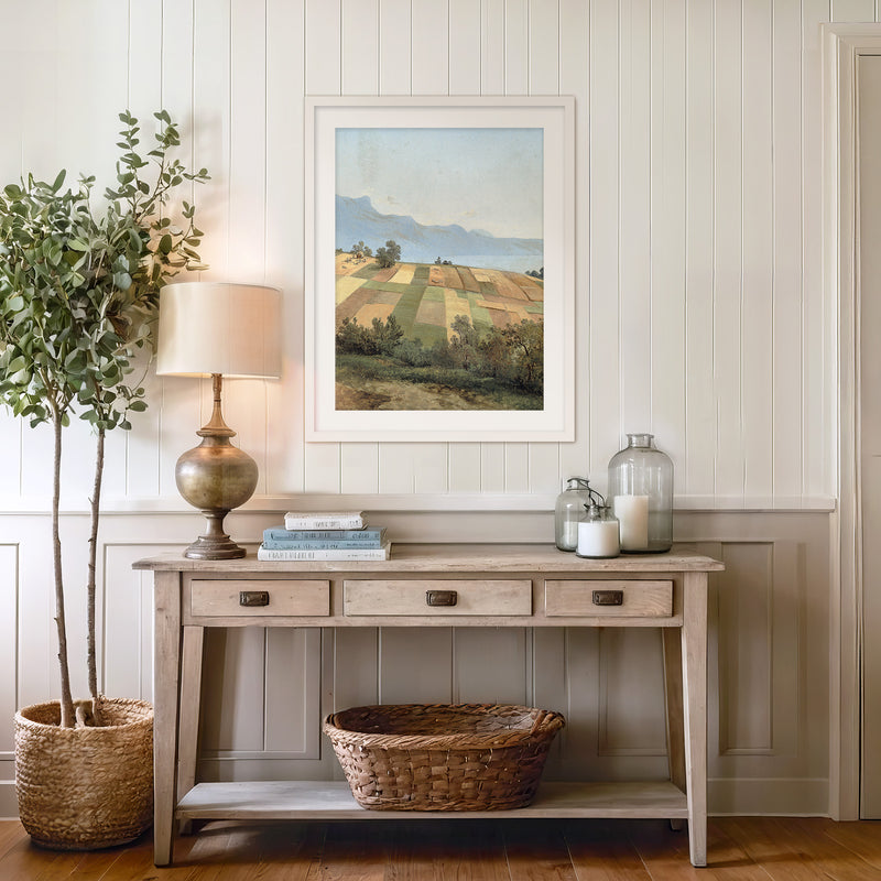 Vintage Farm Landscape Print - Sage and Rose Prints