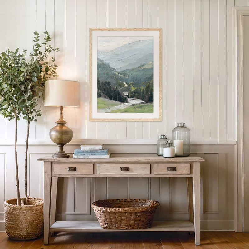 Blue Mountain Oil Painting No1 - Sage and Rose Prints