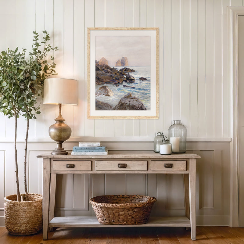 Seaside Sunrise with Coral Pink No1 - Sage and Rose Prints