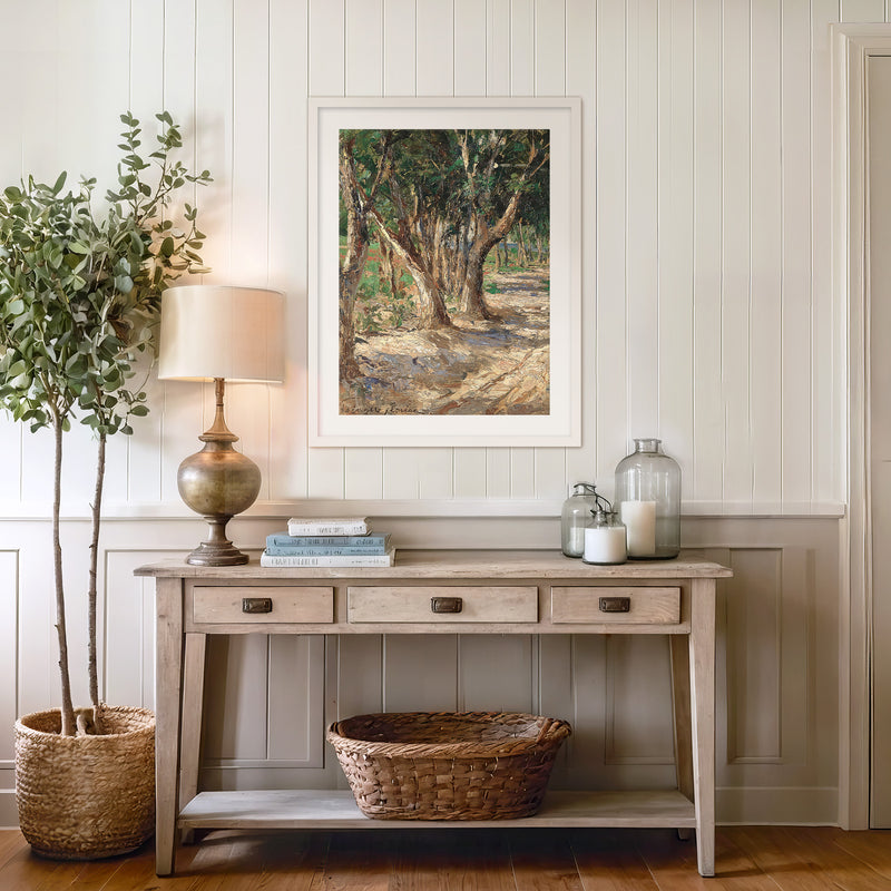 Elm Trees & Country Road - Sage and Rose Prints