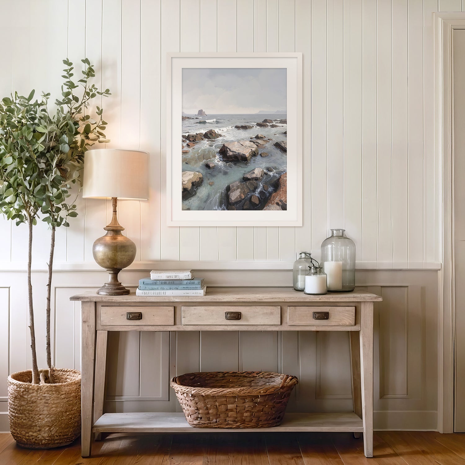 Rocky Shoreline at Low Tide No1 - Sage and Rose Prints