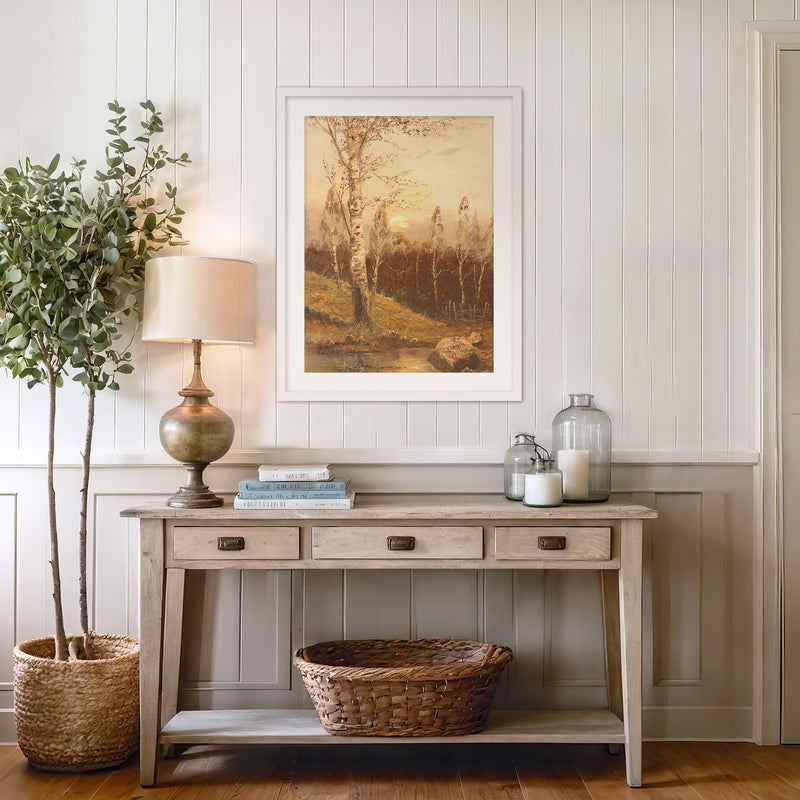 Birch Forest in the Evening Print - Sage and Rose Prints