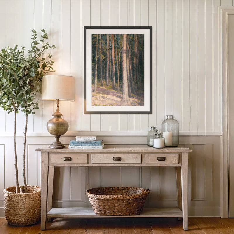 Redwoods in the Sunlight Oil Painting No1 - Sage and Rose Prints