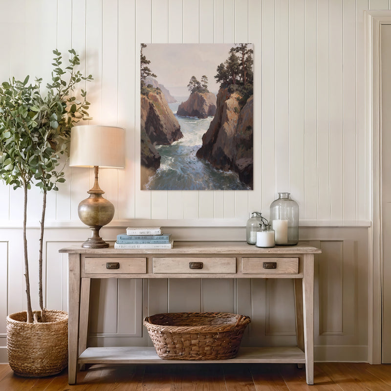 Ocean Cliffs and Glacial Blue Sea No1 - Sage and Rose Prints