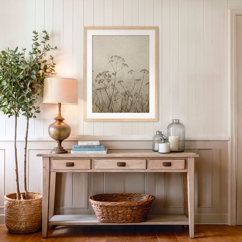 Vintage Tan Flowers Sketch - Sage and Rose Prints