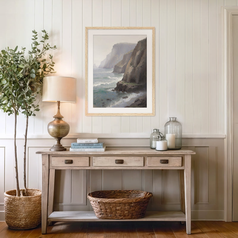 Misty Cliffs Painting No1 - Sage and Rose Prints