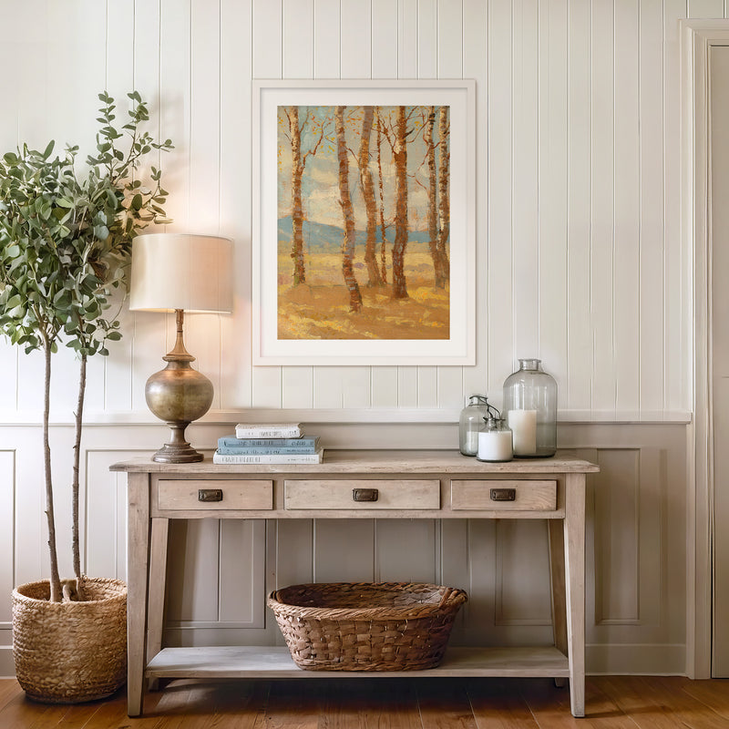 Birches in Autumn Print - Sage and Rose Prints