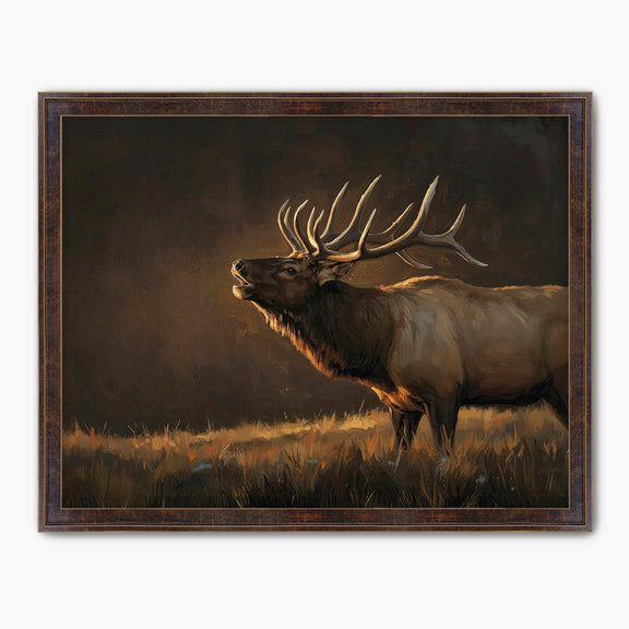 Moody Elk Wildlife Painting - Sage and Rose Prints