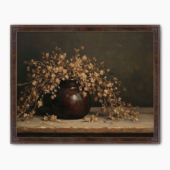 Vintage Still Life of Dried Grasses and Vase - Sage and Rose Prints