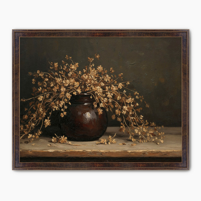 Vintage Still Life of Dried Grasses and Vase - Sage and Rose Prints
