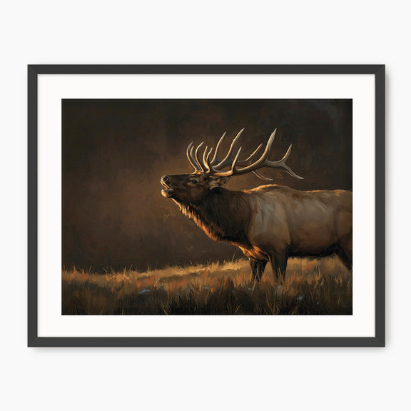 Moody Elk Wildlife Painting - Sage and Rose Prints