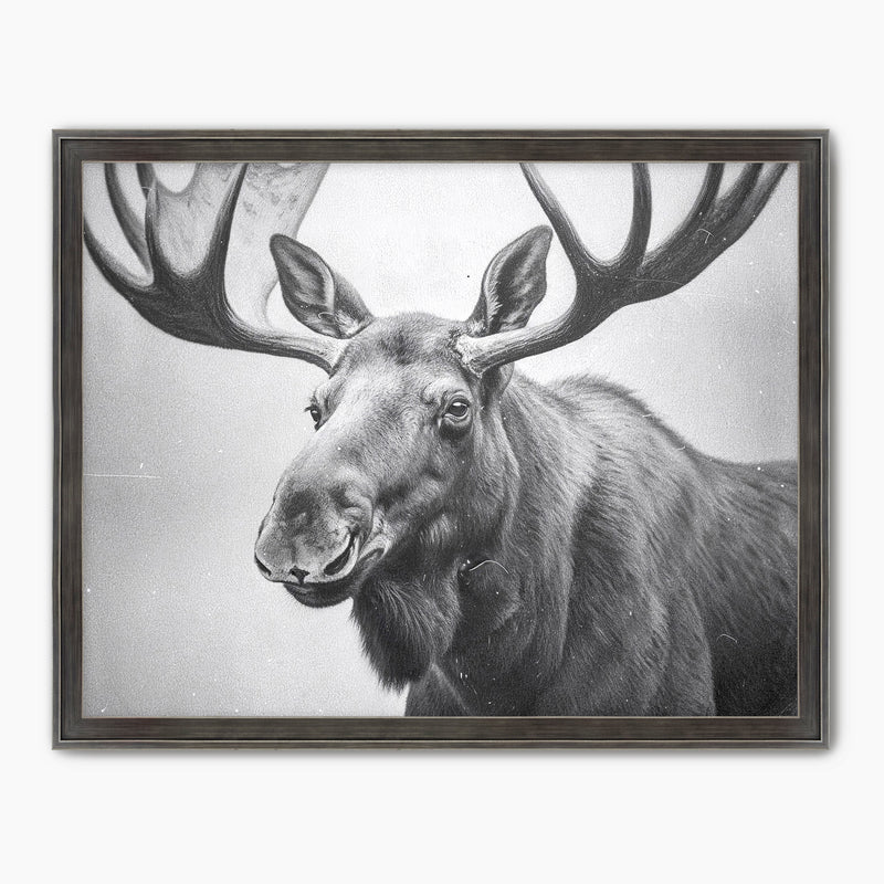 Black and White Vintage Moose Photograph - Sage and Rose Prints