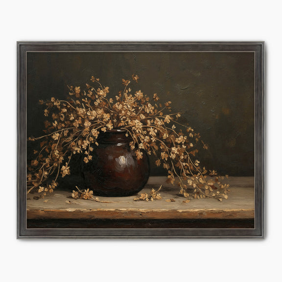 Vintage Still Life of Dried Grasses and Vase - Sage and Rose Prints