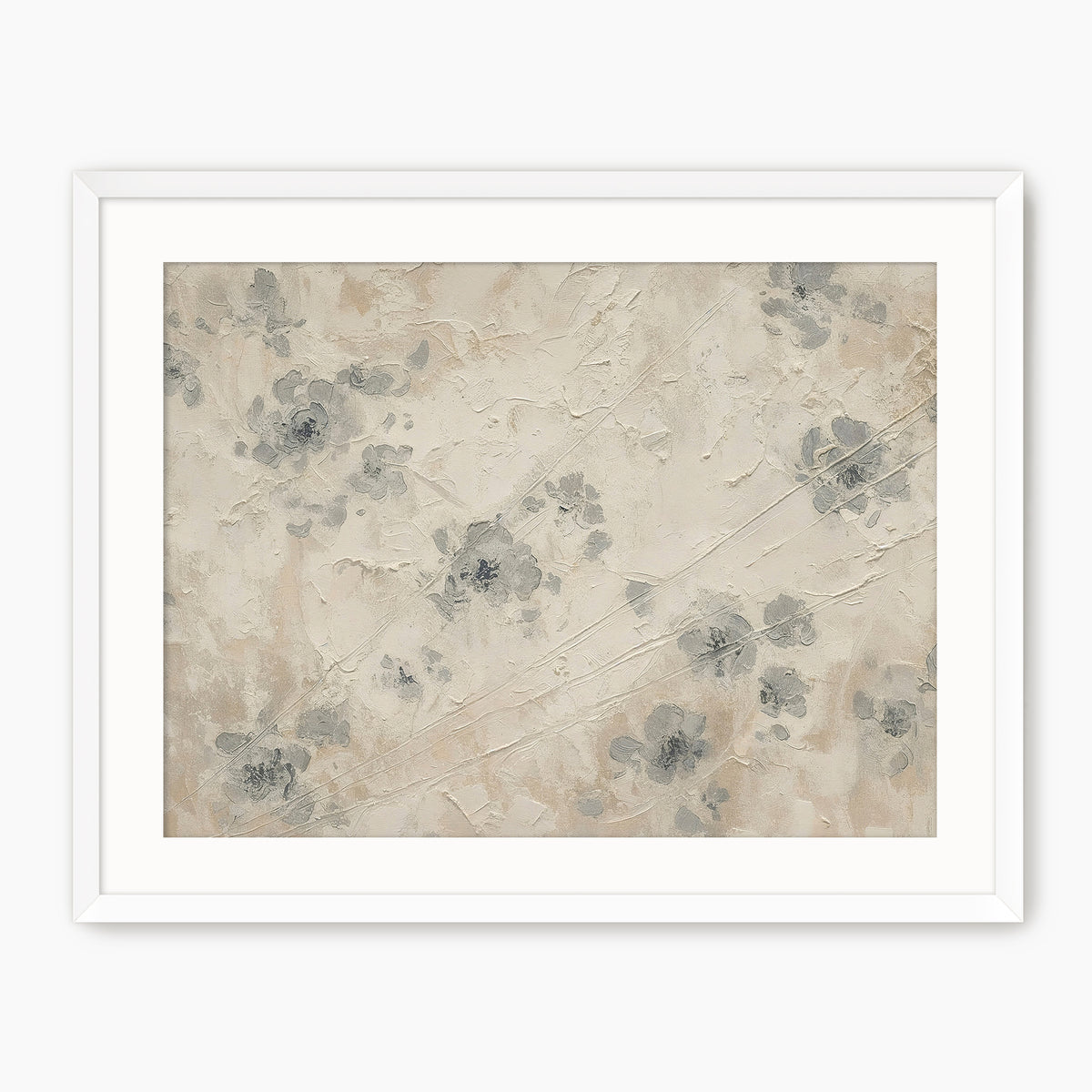 Abstract Textured Flower Painting Print 1 - Sage and Rose Prints