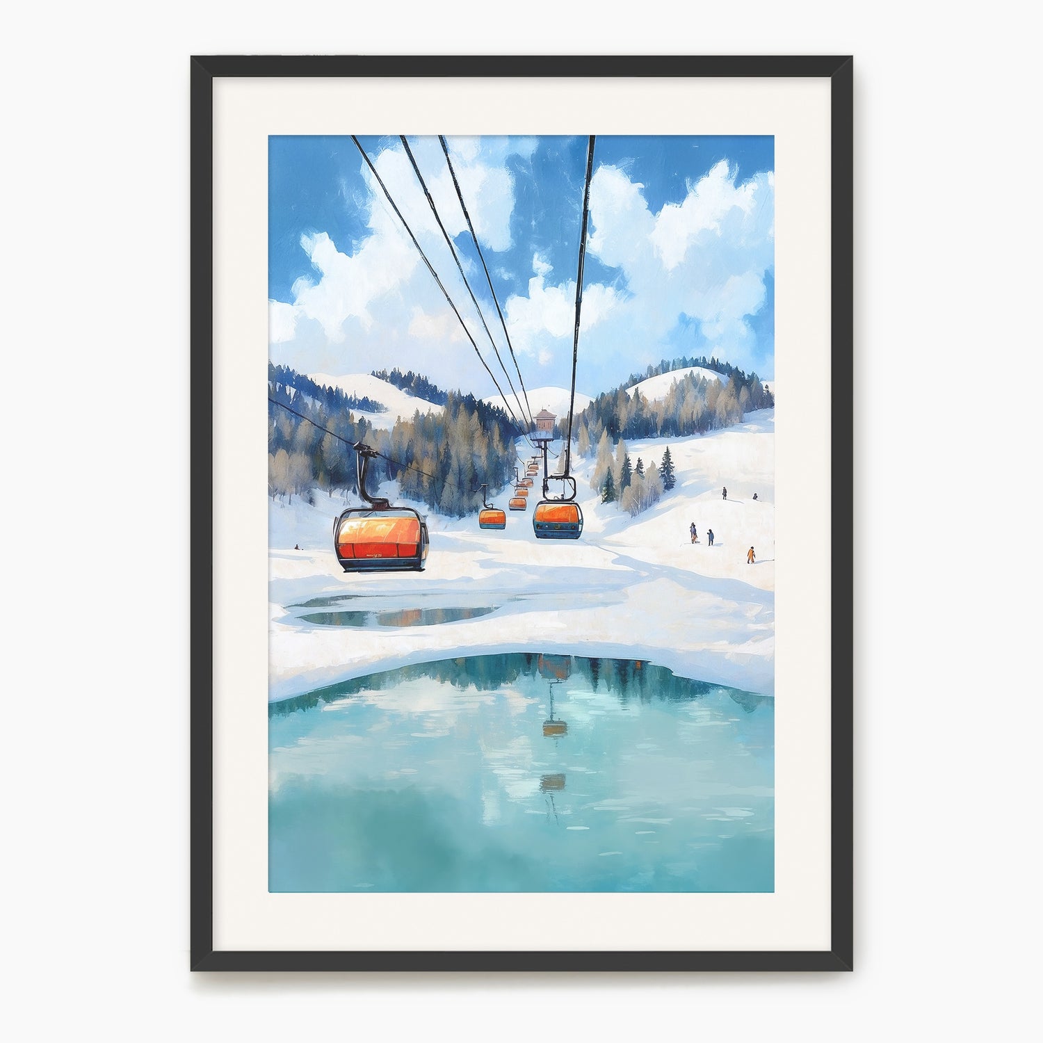 Retro Chairlift Travel Poster - Sage and Rose Prints