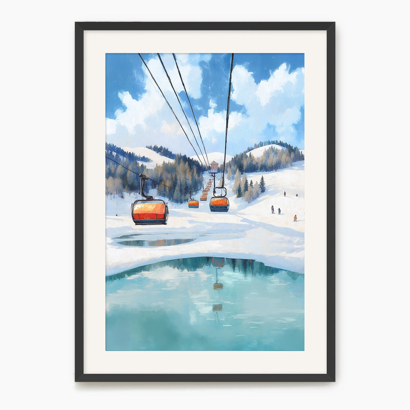 Retro Chairlift Travel Poster - Sage and Rose Prints