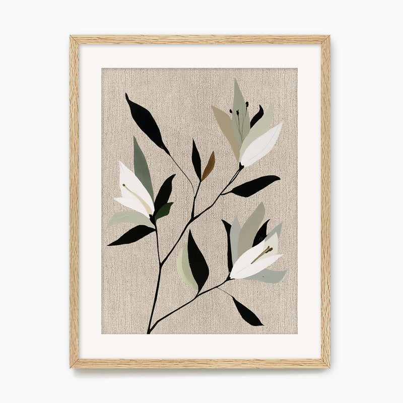 Minimalist Japandi Lilies Flower Print - Sage and Rose Prints