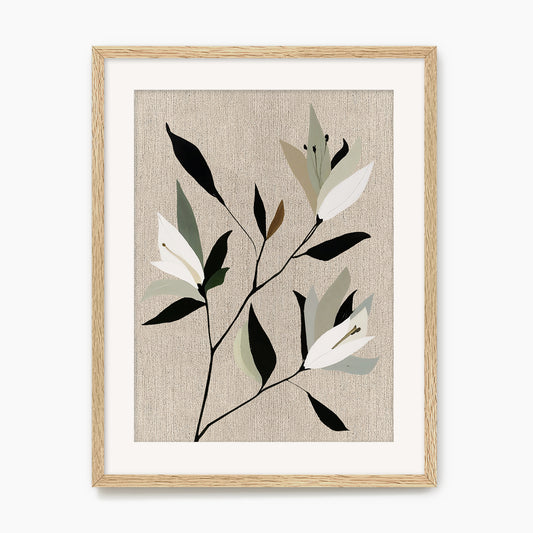 Minimalist Japandi Lilies Flower Print - Sage and Rose Prints