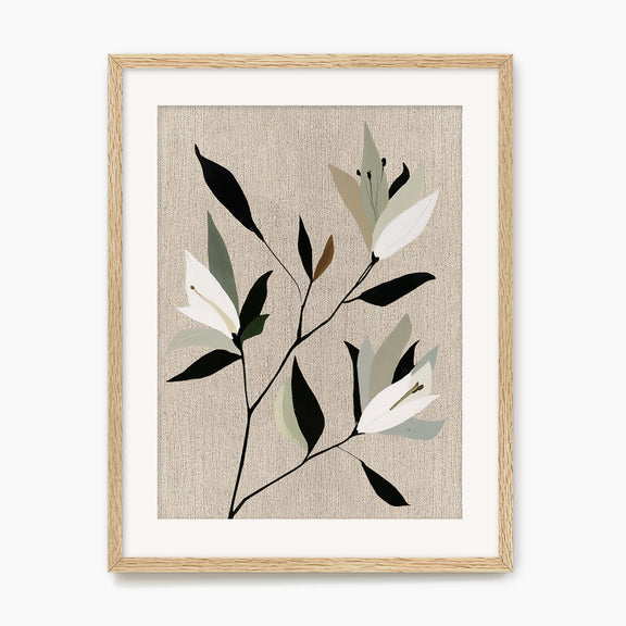 Minimalist Japandi Lilies Flower Print - Sage and Rose Prints