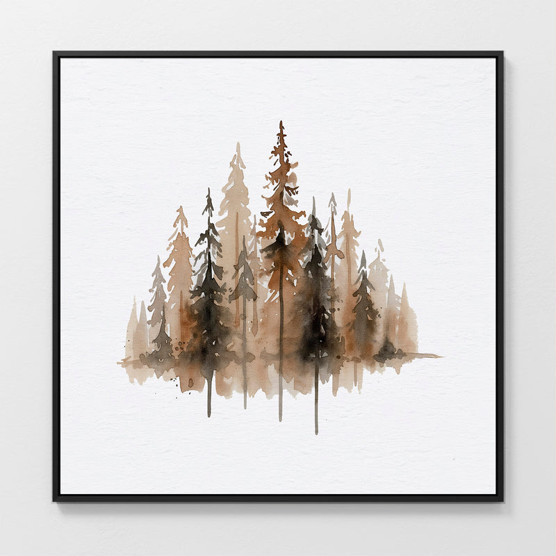 AK-26-Earth Tones Forest Tree Watercolor Painting - Sage and Rose Prints