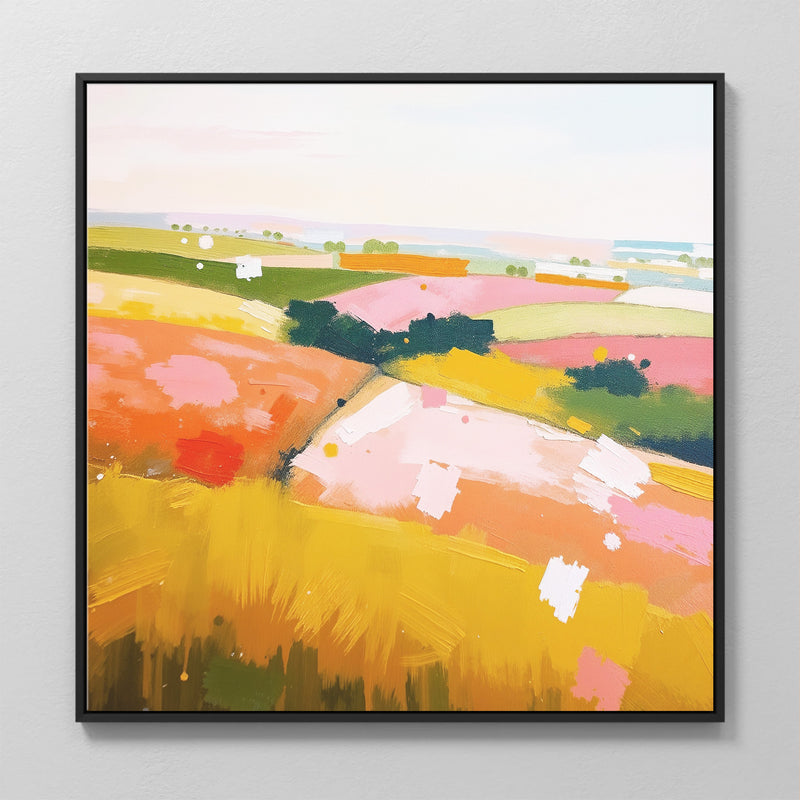 Vibrant Summer Countryside Abstract Art - Sage and Rose Prints