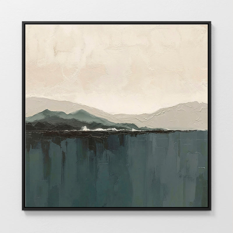 AK-14-Abstract Coastal Mountains in Dark Teals and Tans - Sage and Rose Prints