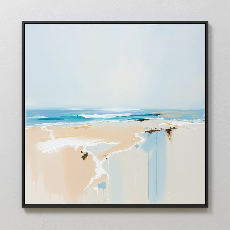 Teal and Tan Abstract Beach - Sage and Rose Prints