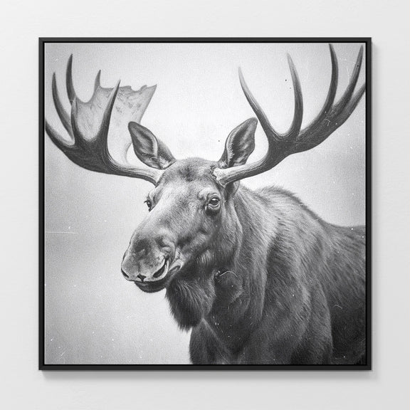 AK-17 Black and White Vintage Moose Photograph - Sage and Rose Prints