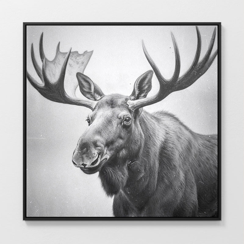 AK-17 Black and White Vintage Moose Photograph - Sage and Rose Prints