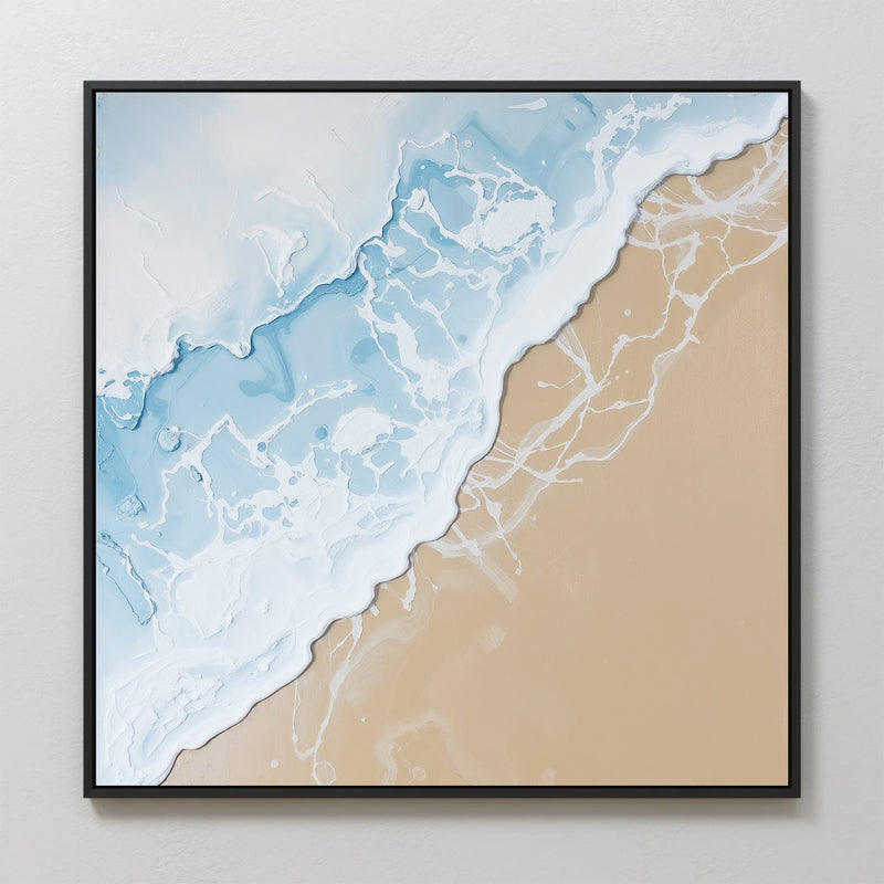 Abstract Blue Wave on the Sand - Sage and Rose Prints