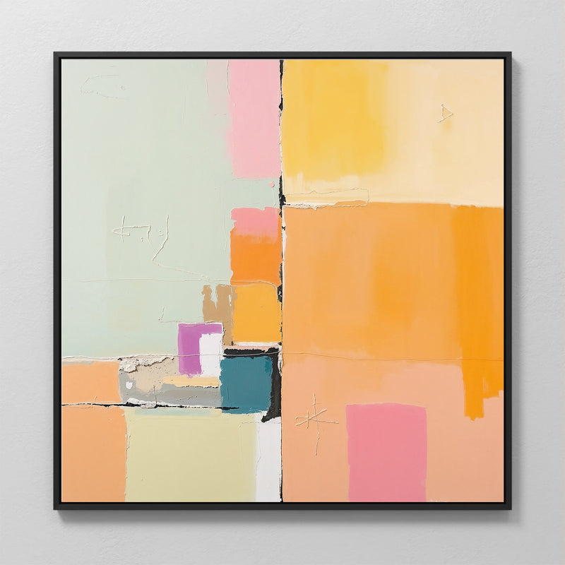 Butter Yellow and Green Abstract Art - Sage and Rose Prints