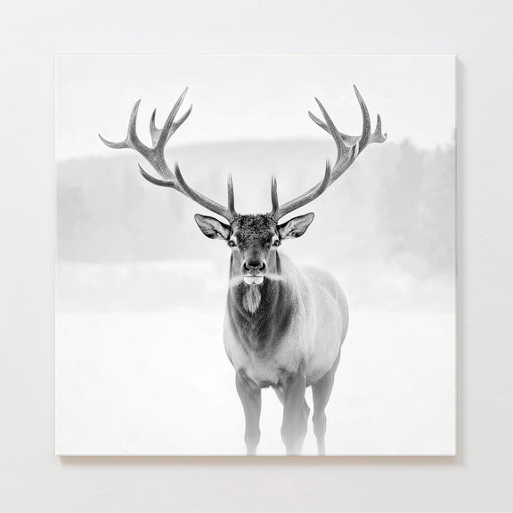 AK-31-Black and White photo of a deer in winter - Sage and Rose Prints