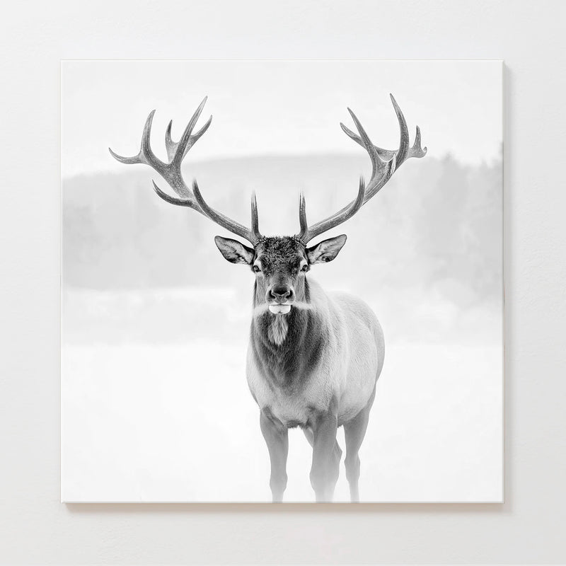 AK-31-Black and White photo of a deer in winter - Sage and Rose Prints