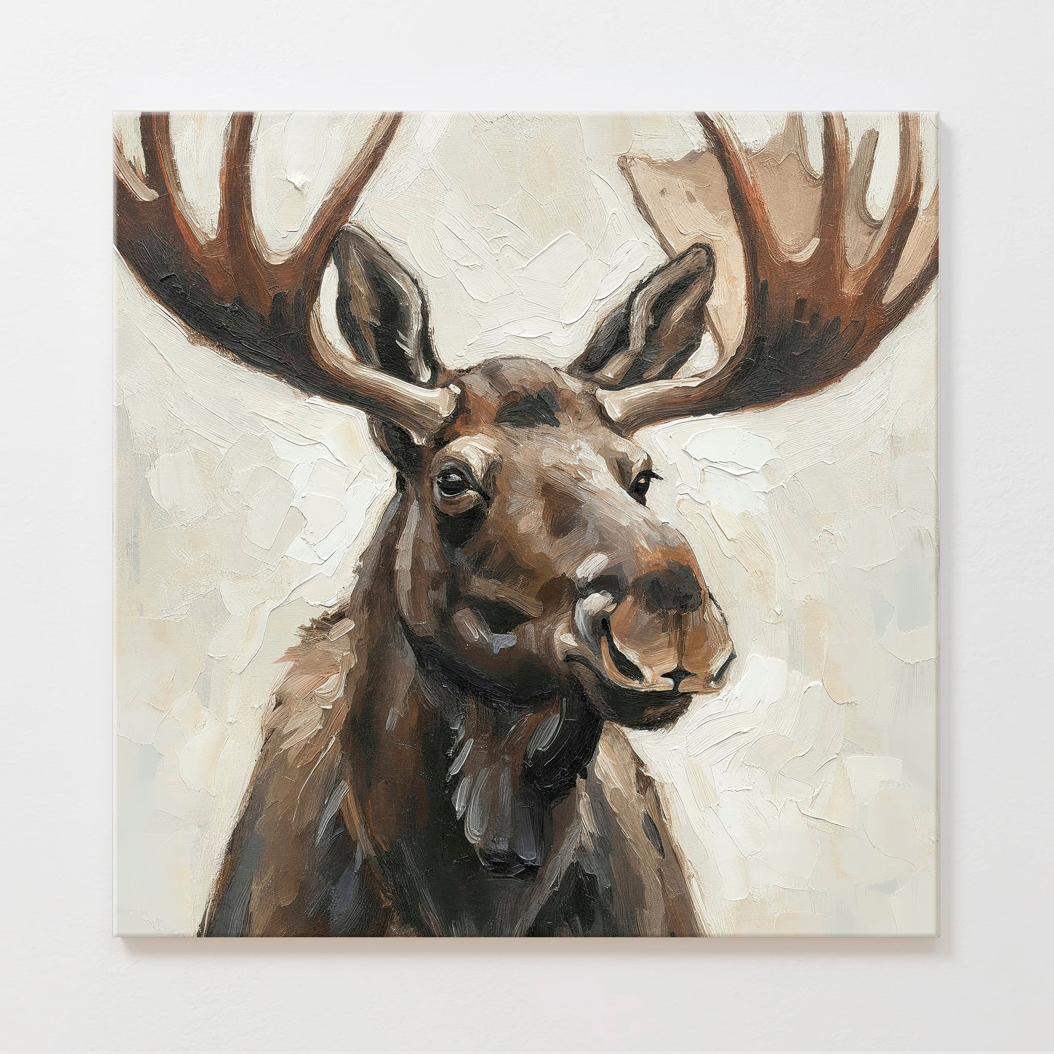 41- Impasto Moose Painting Print - Sage and Rose Prints