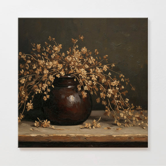 AK-05 - Vintage Vase Still Life with Dried Grass Bouquet - Sage and Rose Prints