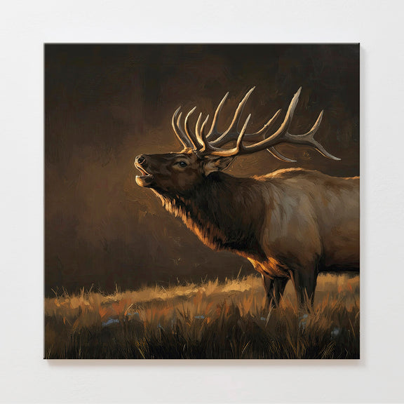 AK-19-Moody Elk Wildlife Painting - Sage and Rose Prints