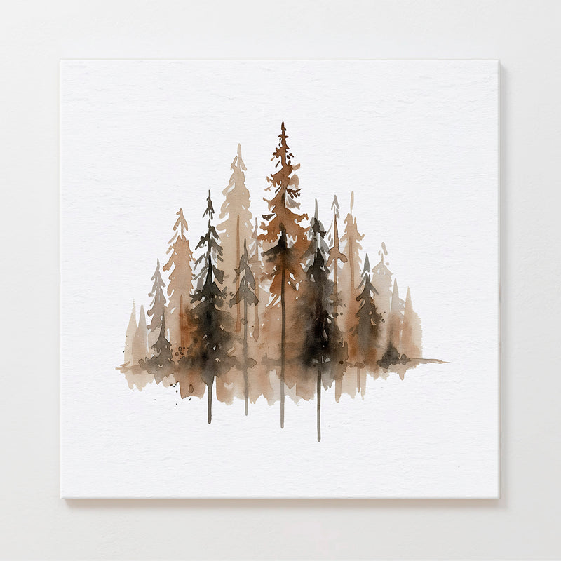 AK-26-Earth Tones Forest Tree Watercolor Painting - Sage and Rose Prints