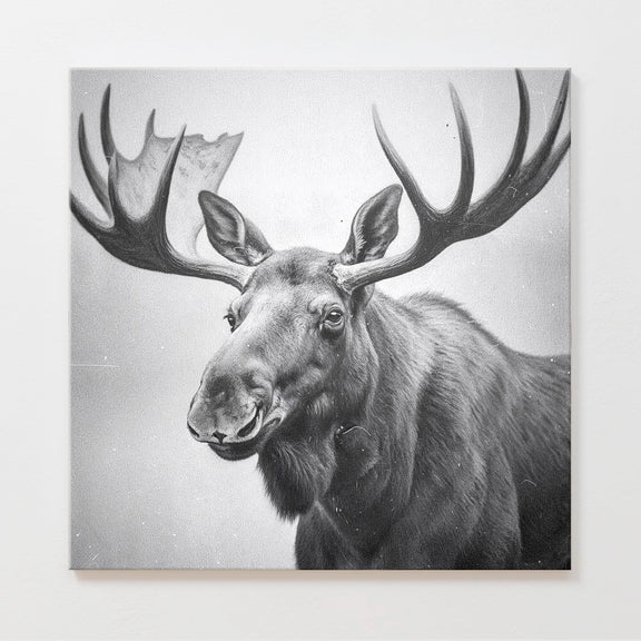 AK-17 Black and White Vintage Moose Photograph - Sage and Rose Prints