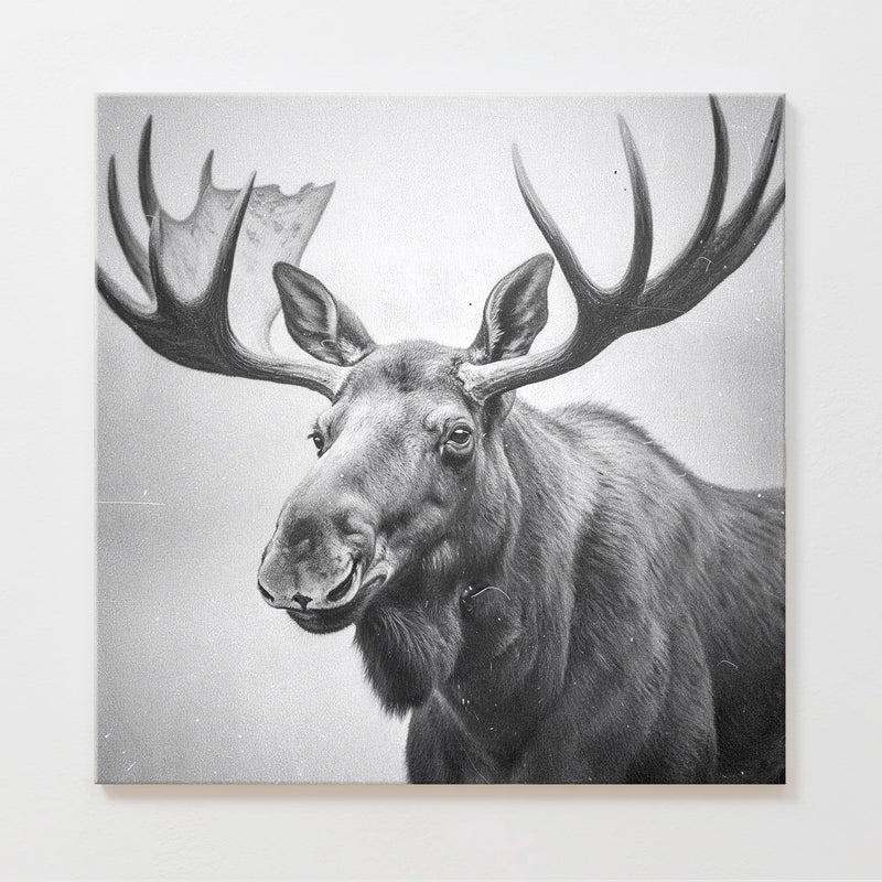 AK-17 Black and White Vintage Moose Photograph - Sage and Rose Prints
