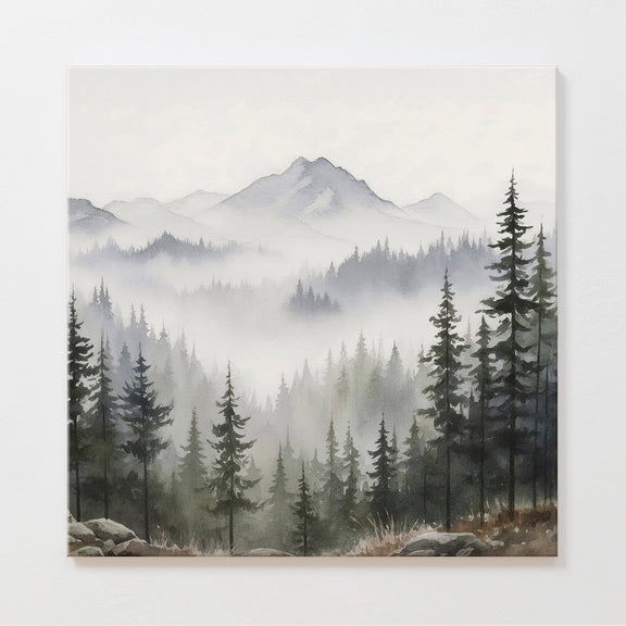 AK-10-Misty Mountains Forest Watercolor - Sage and Rose Prints
