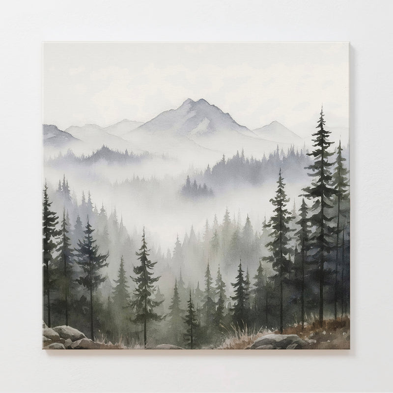 AK-10-Misty Mountains Forest Watercolor - Sage and Rose Prints