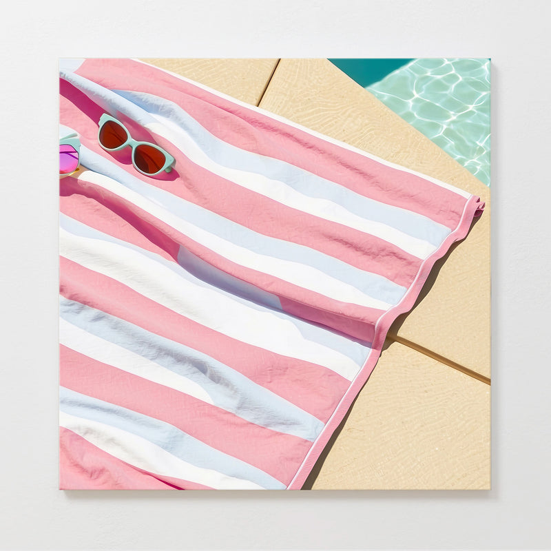 Beach Towel Pink Wall Art - Sage and Rose Prints