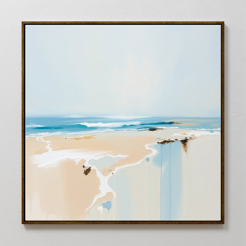 Teal and Tan Abstract Beach - Sage and Rose Prints