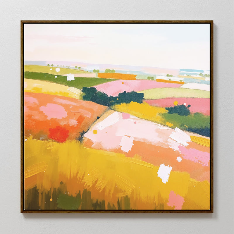 Vibrant Summer Countryside Abstract Art - Sage and Rose Prints